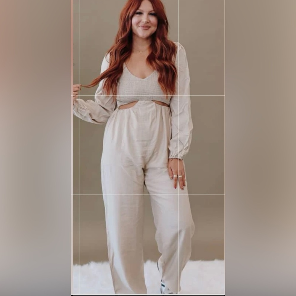 Peach Love California Cream Jumpsuit